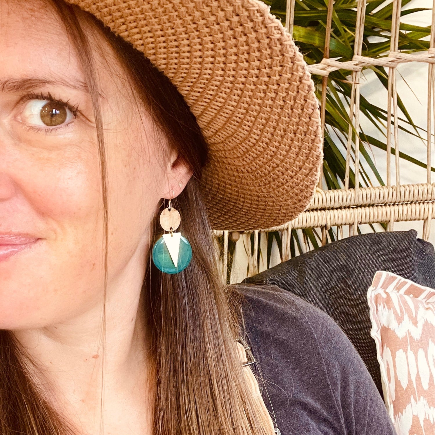 Pine Green Triangle Earrings