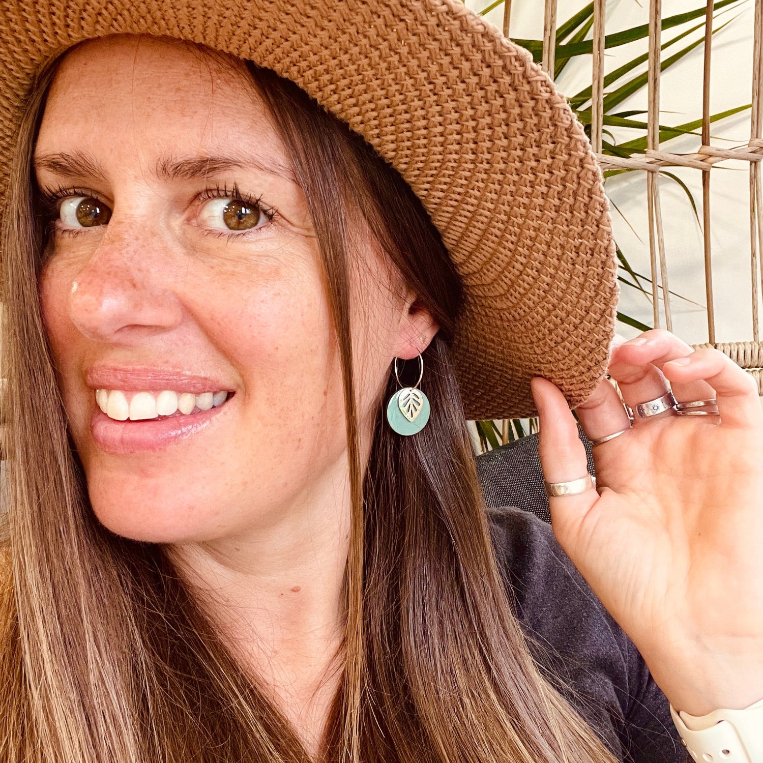 Sage Green Silver Leaf Earrings