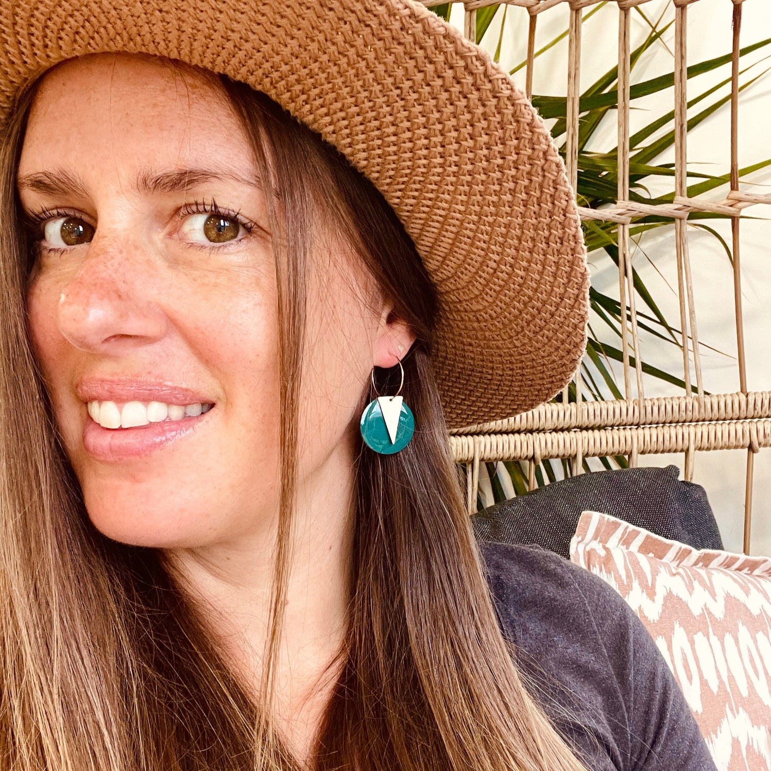 Pine Green Triangle Earrings