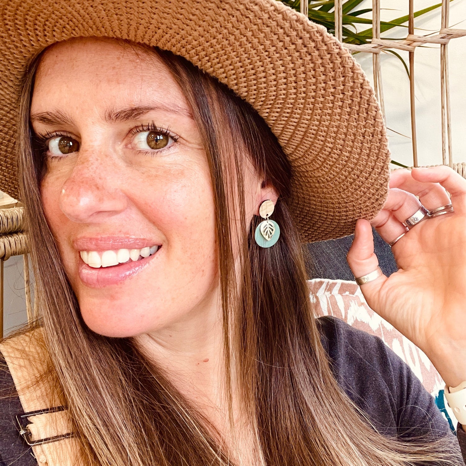 Sage Green Silver Leaf Earrings
