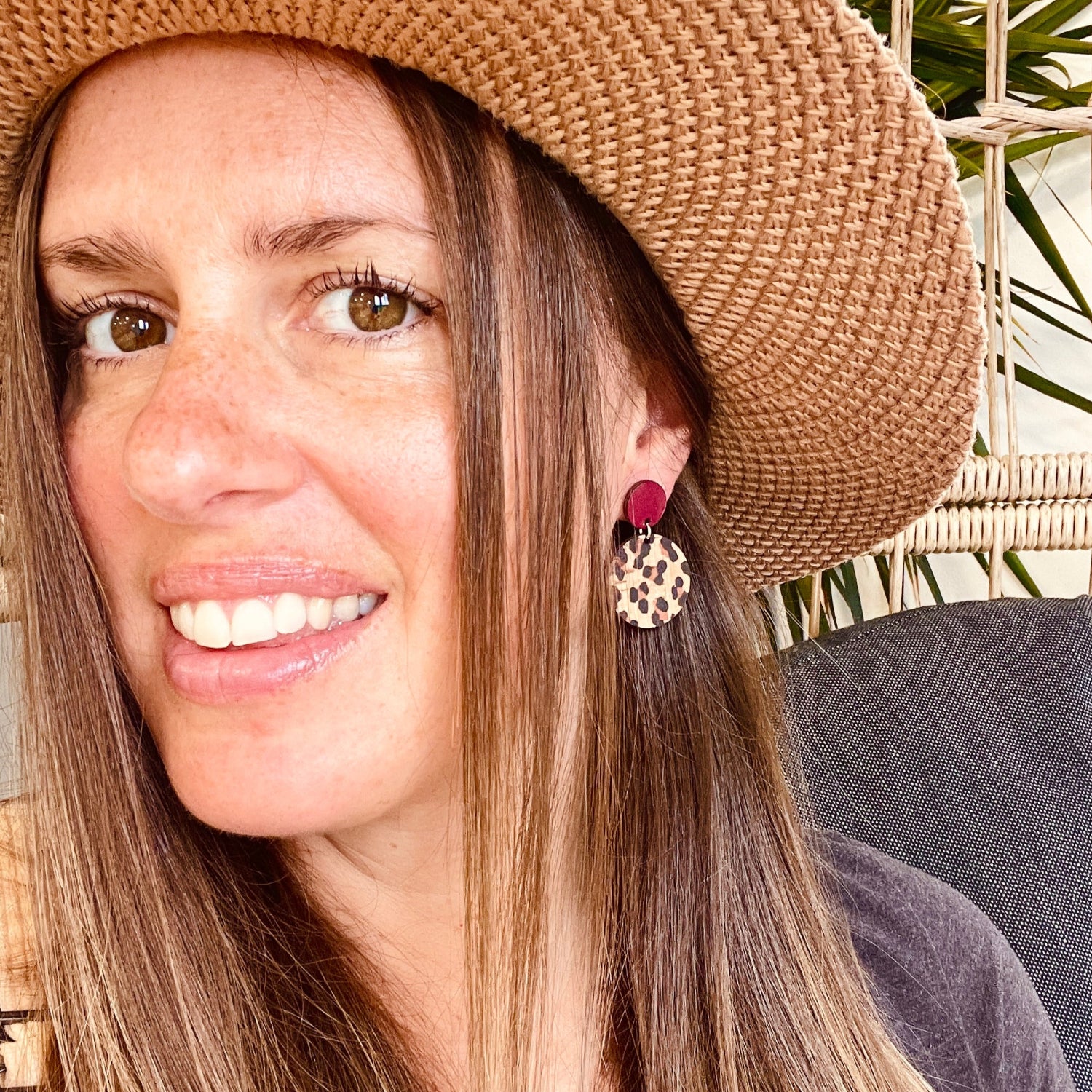 Apollo Leopard Print Earrings Burgundy Sage