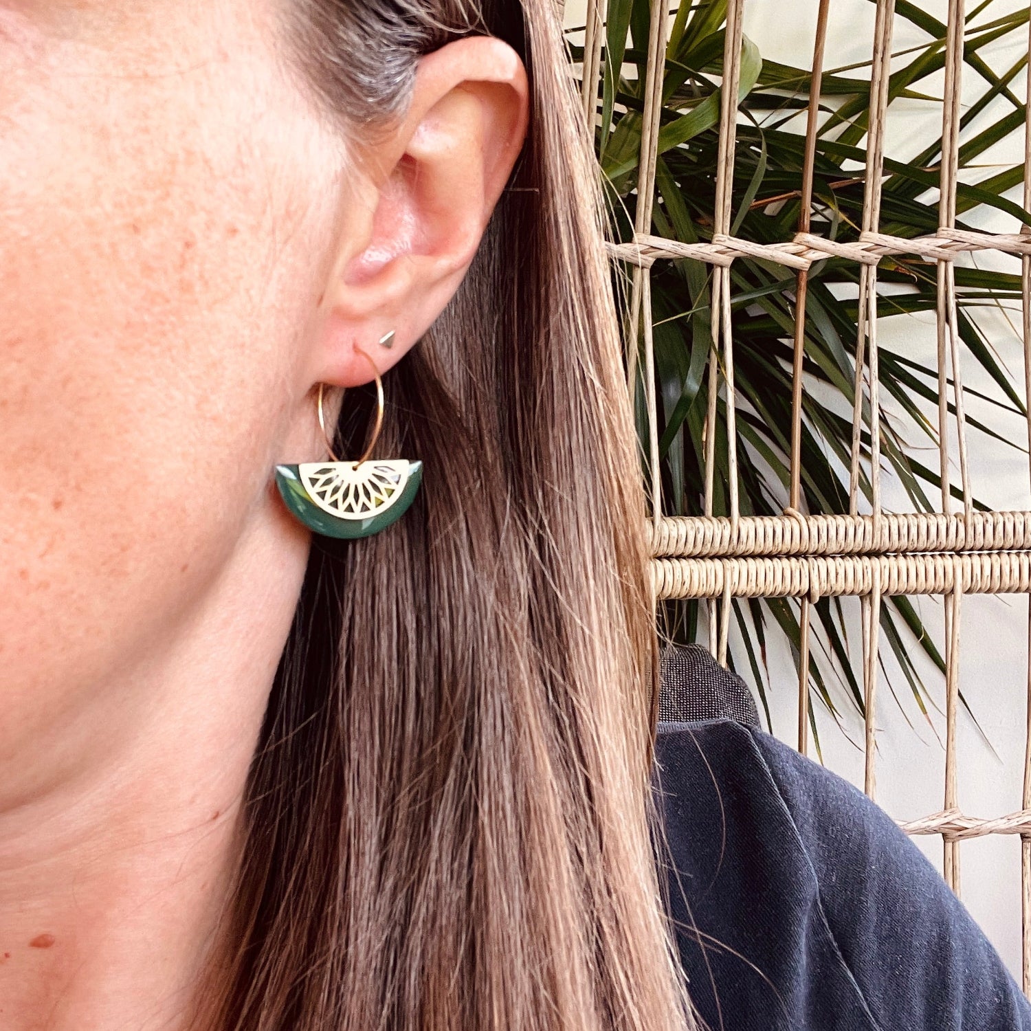 Sunburst Half Moon Hoop Earrings