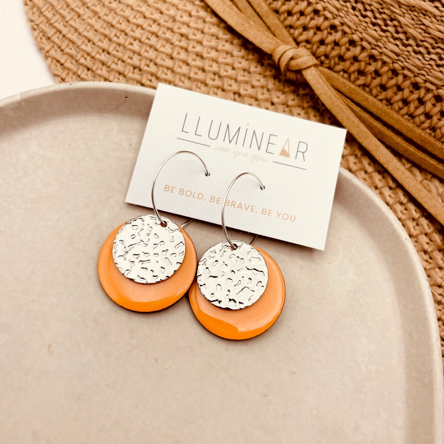 May Earrings Comet Orange Silver Hoop