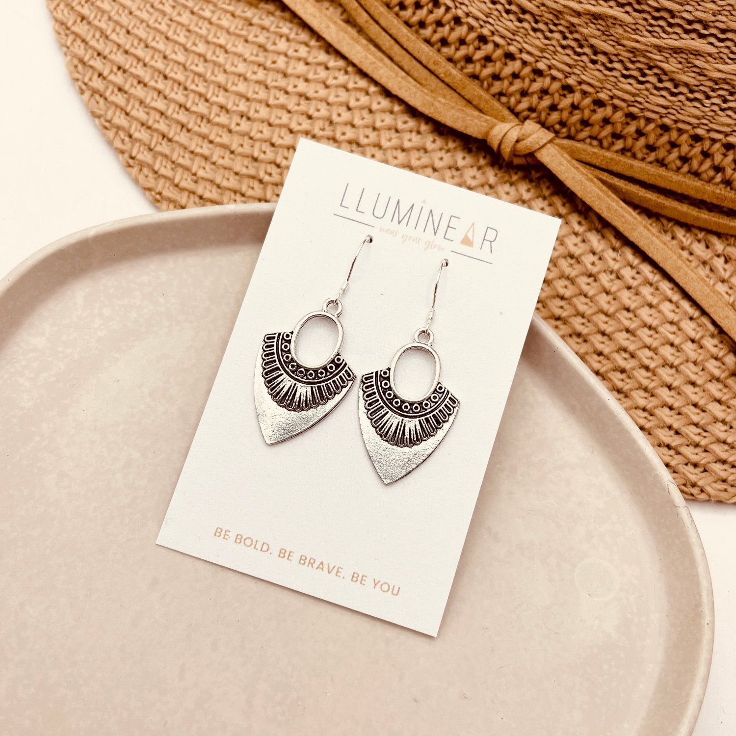 Tribal Boho Earrings with hallmarked 925 Sterling Silver Hooks for sensitive ears