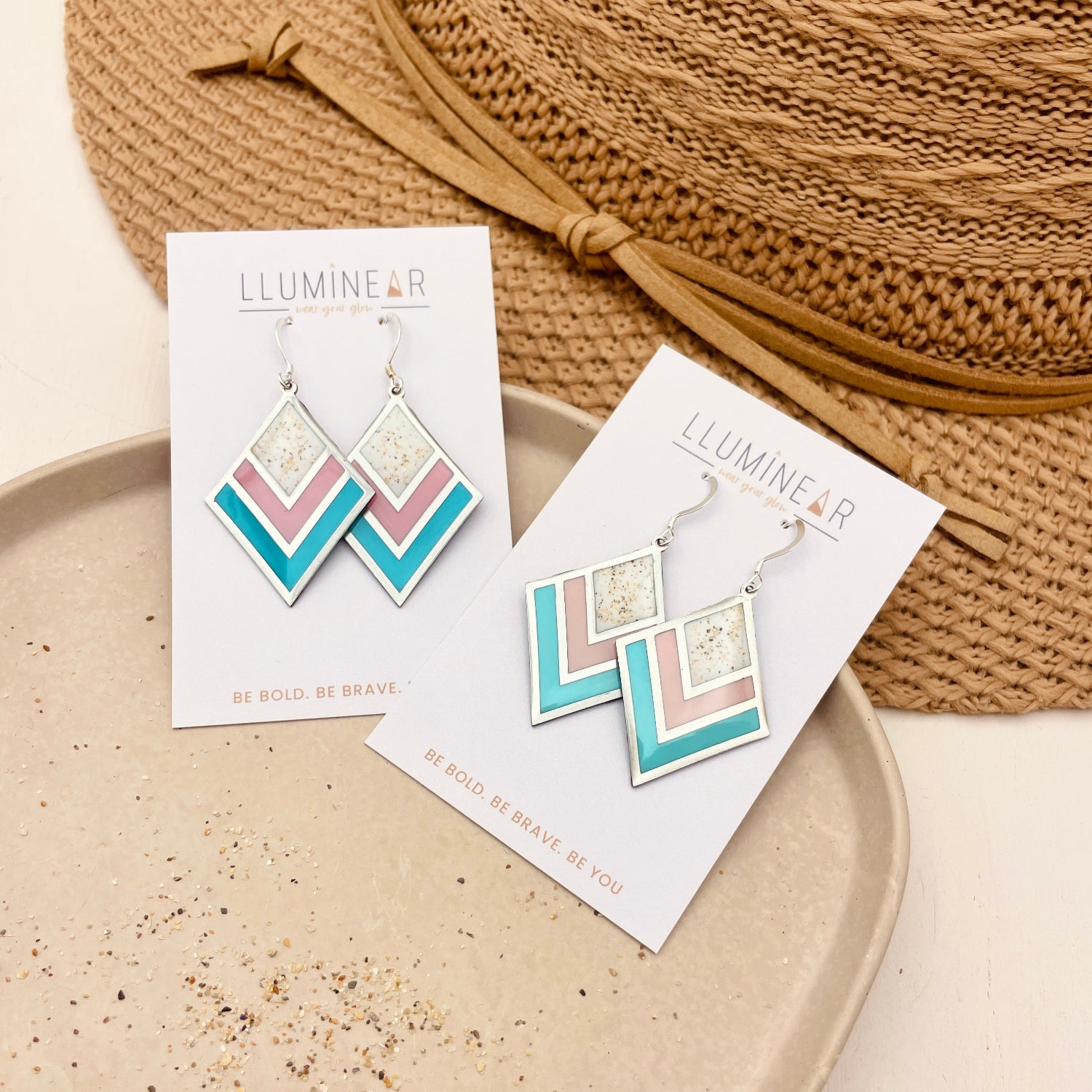 Diamond Deco Beach Sand Earrings Silver