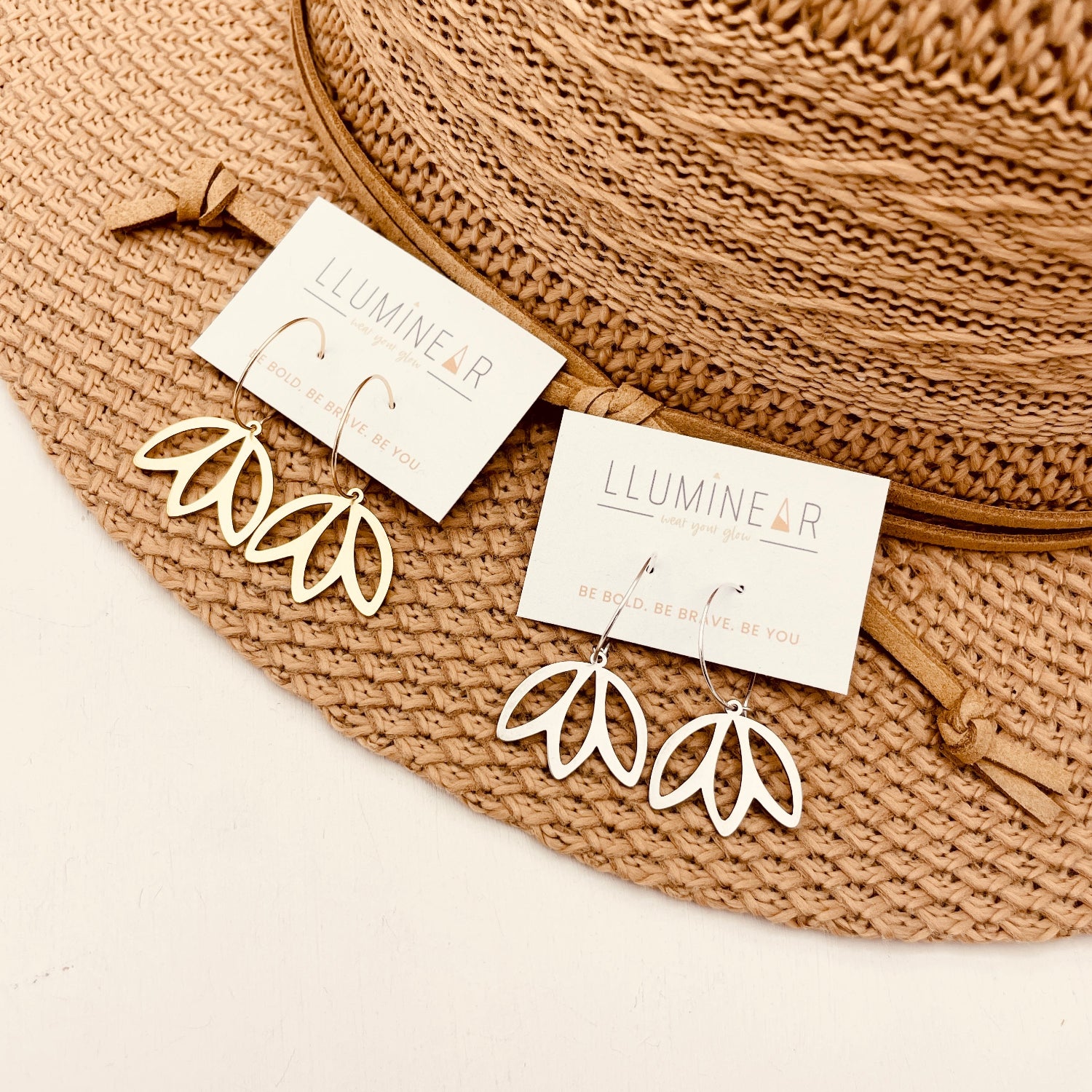 Flower Petal Trio Boho Hoop Earrings Gold & Silver