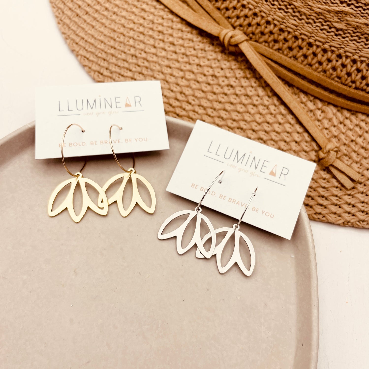 Flower Petal Trio Boho Hoop Earrings Gold & Silver