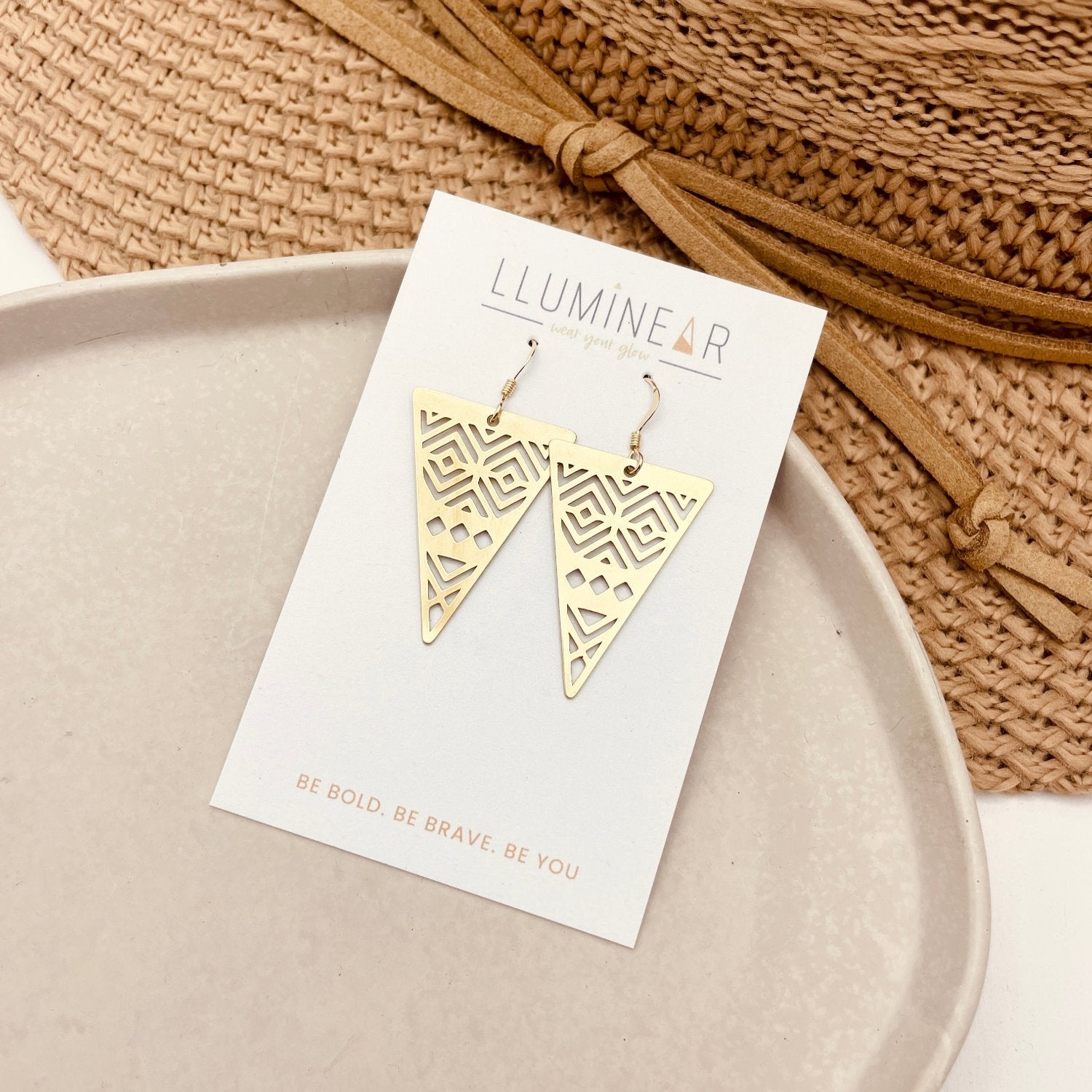 Tribal Boho Geometric Triangle Earrings