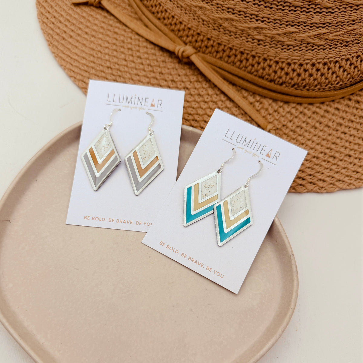 Autumn Diamond Deco Silver Beach Sand Earrings