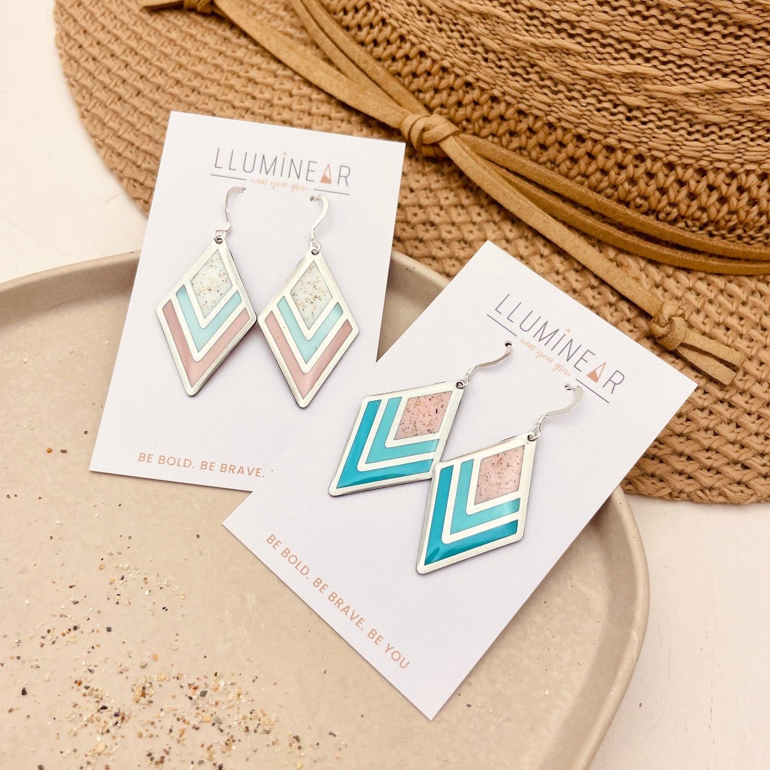 Diamond Beach Sand Earrings Silver