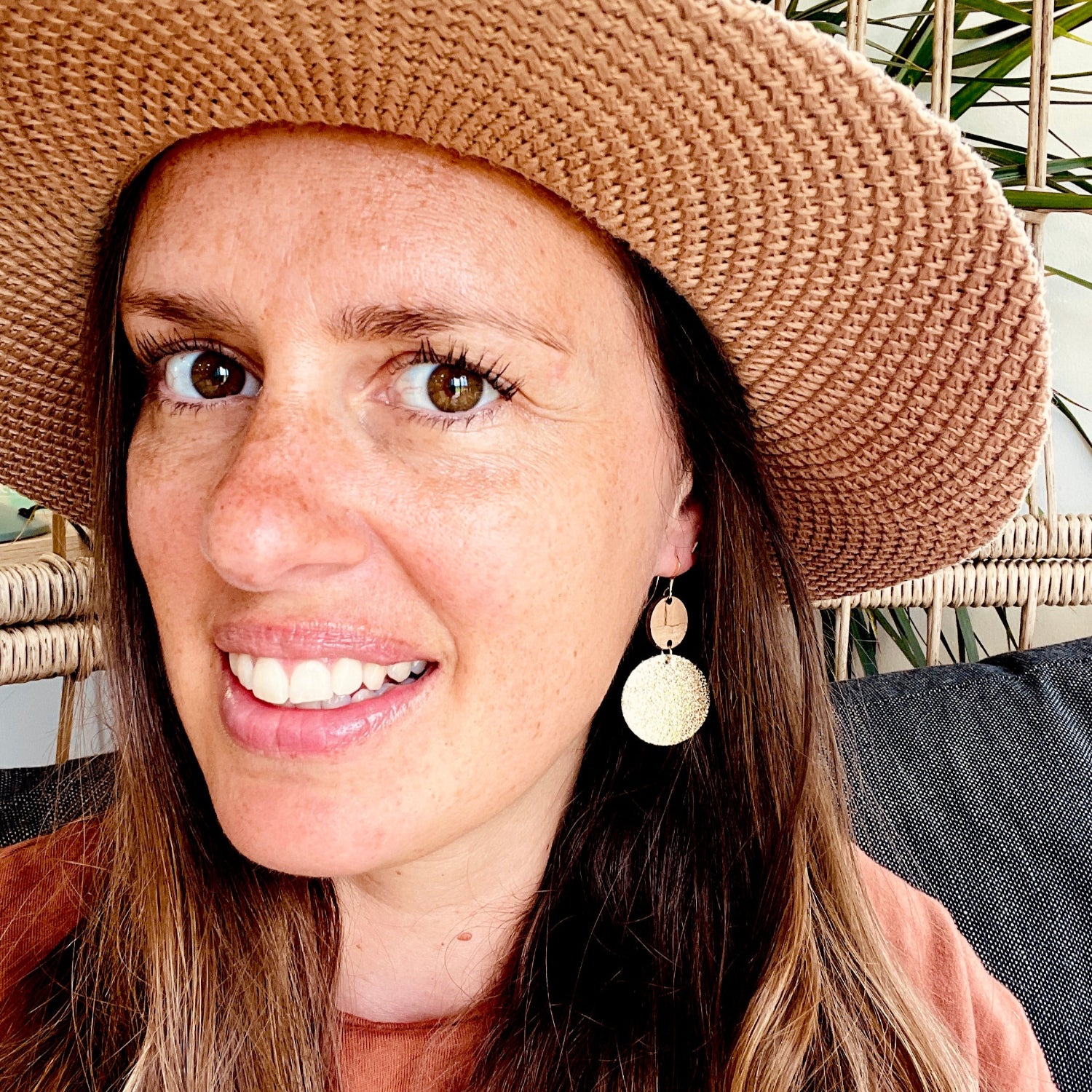 Neptune Gold Glitter Leather Earrings