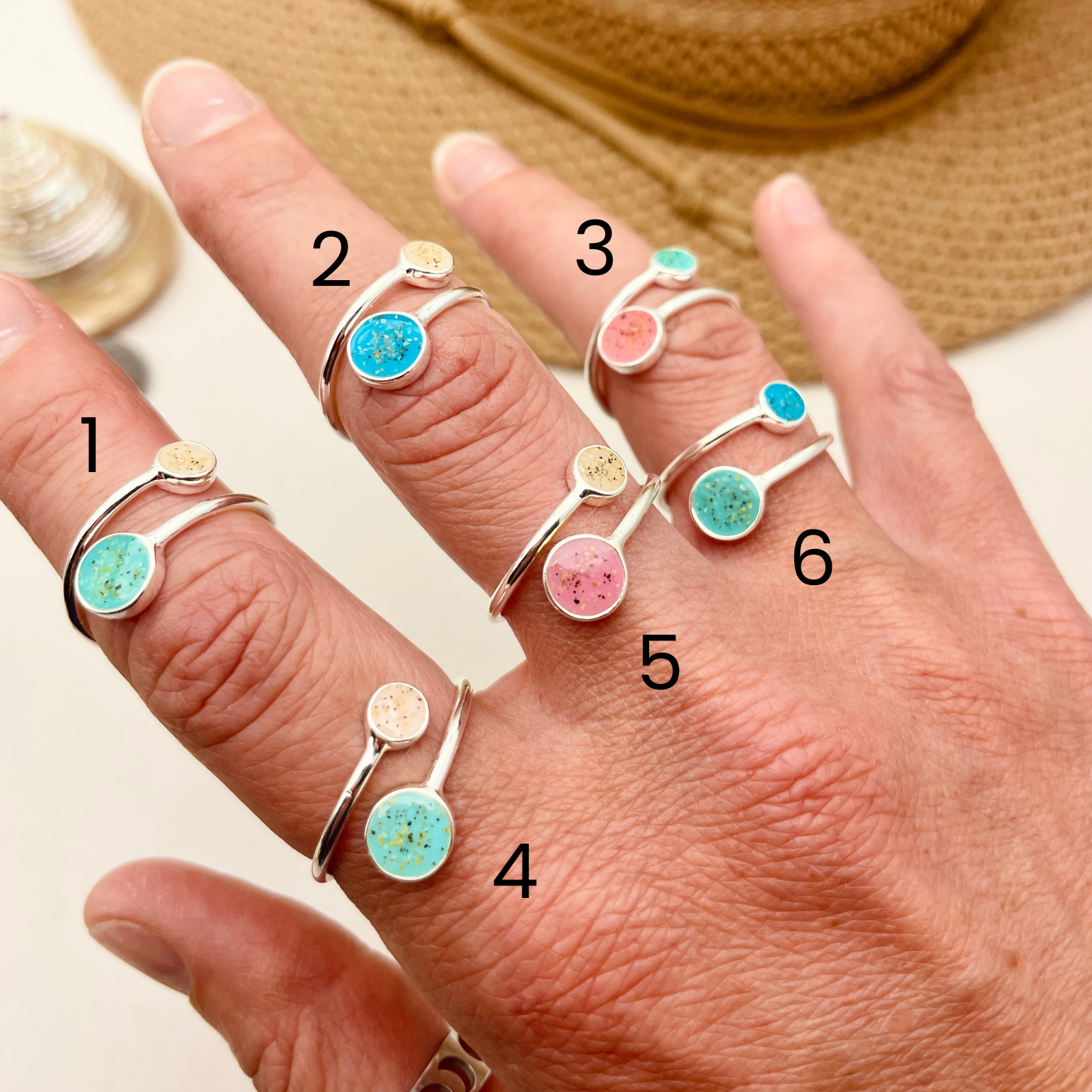 Sterling Silver Cornish Beach Sand Duo Ring Adjustable