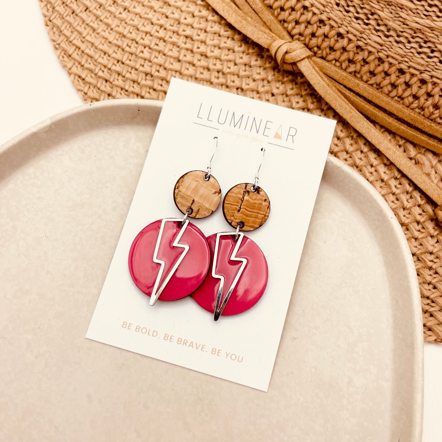 May Earrings Neptune Pink Lightning Bolt