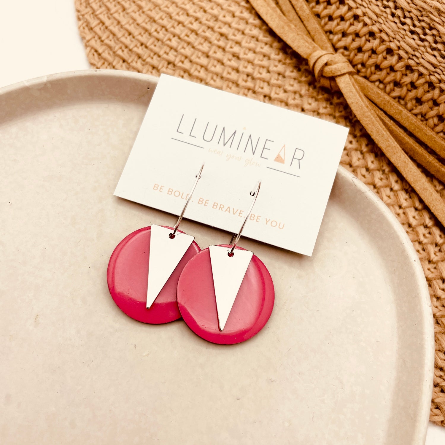 May Earrings Comet Pink Triton Silver Hoop