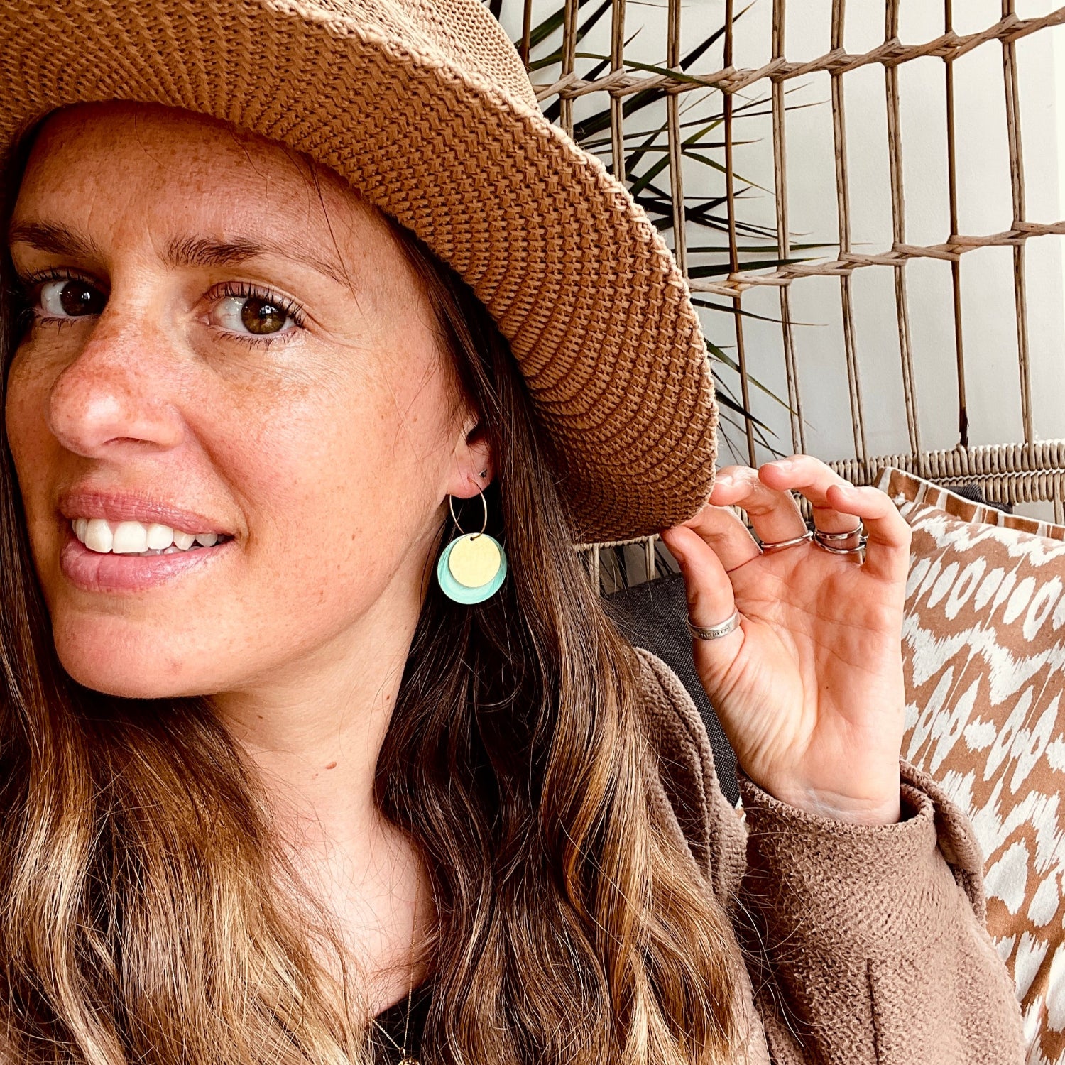 May Earrings Comet Mint Green Gold Hoop