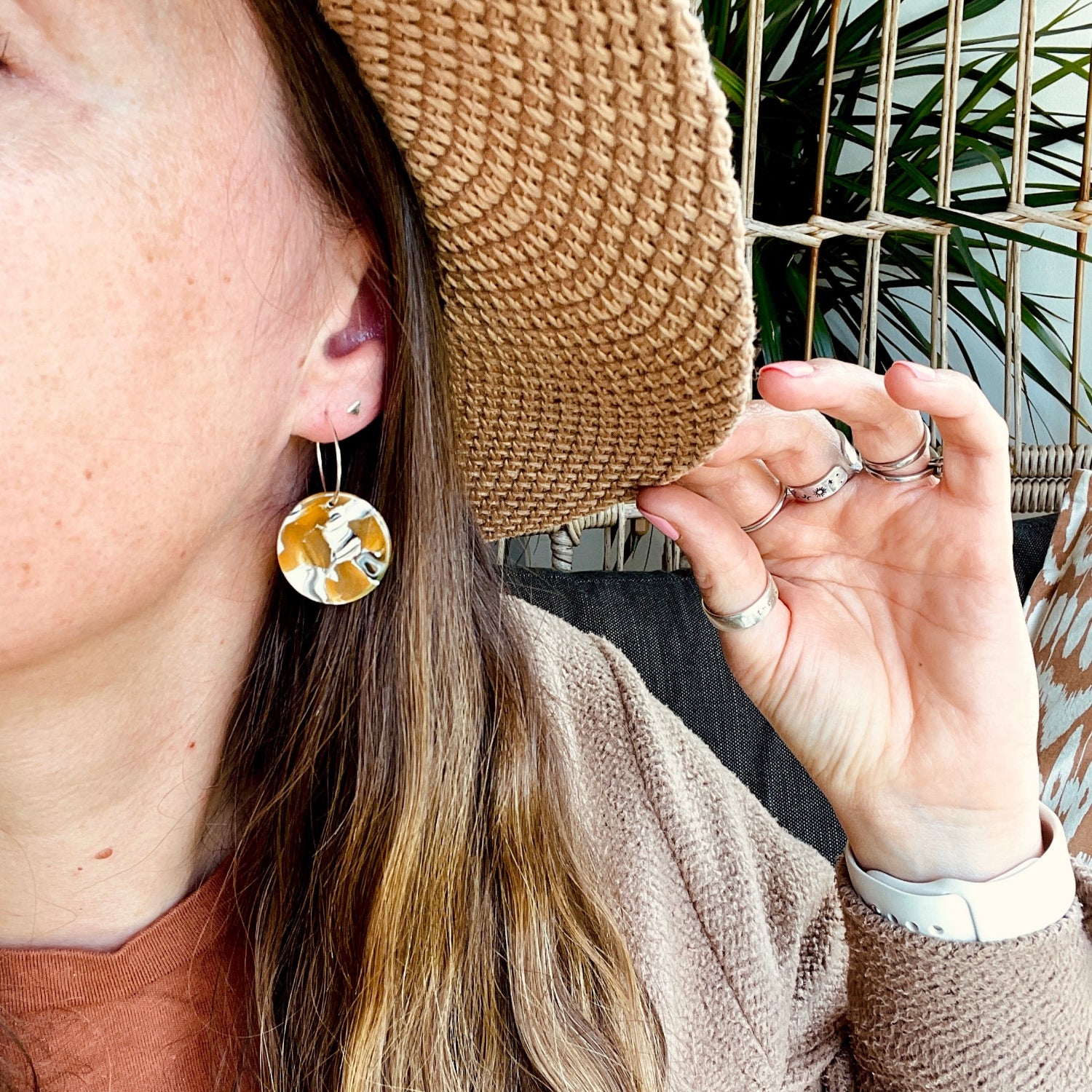 Comet Hoop Earrings Mustard