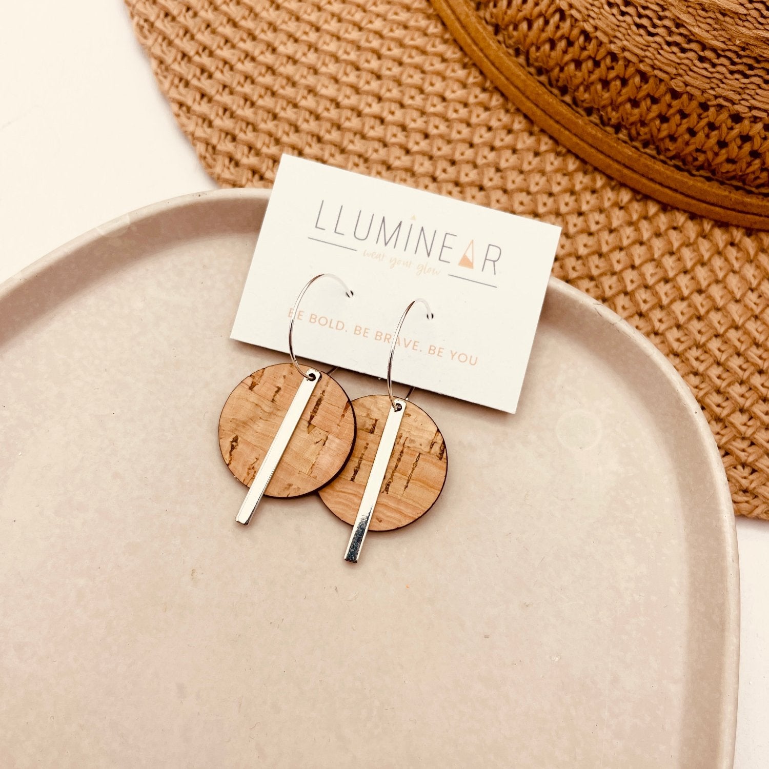 Comet Hoop Earrings Natural Silver Bar