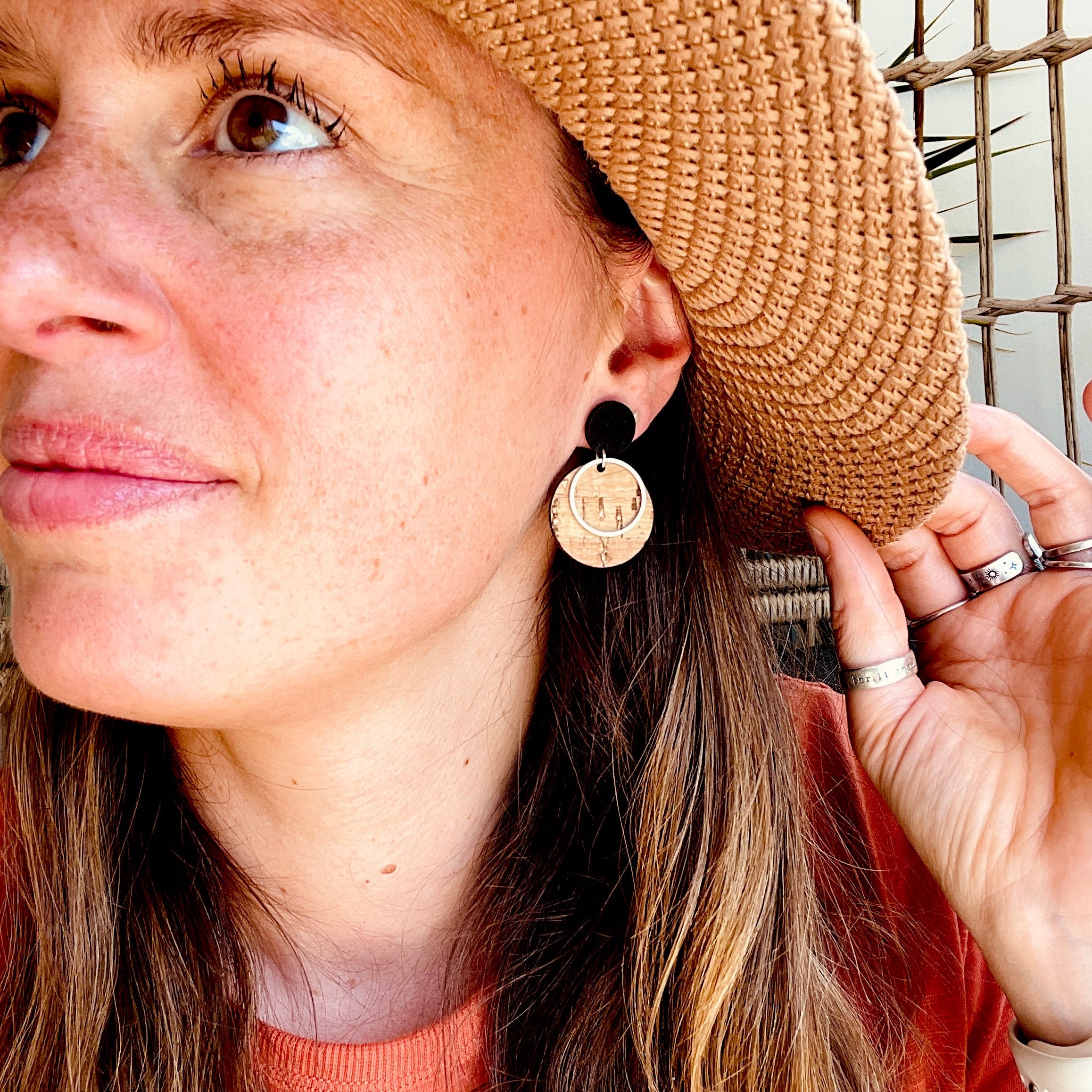 Apollo Earrings Natural Cork Silver
