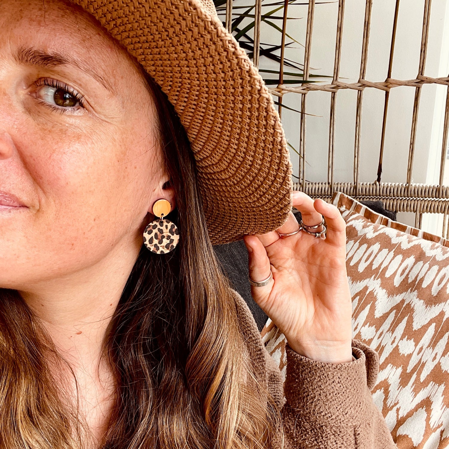 May Earrings Apollo Orange Leopard