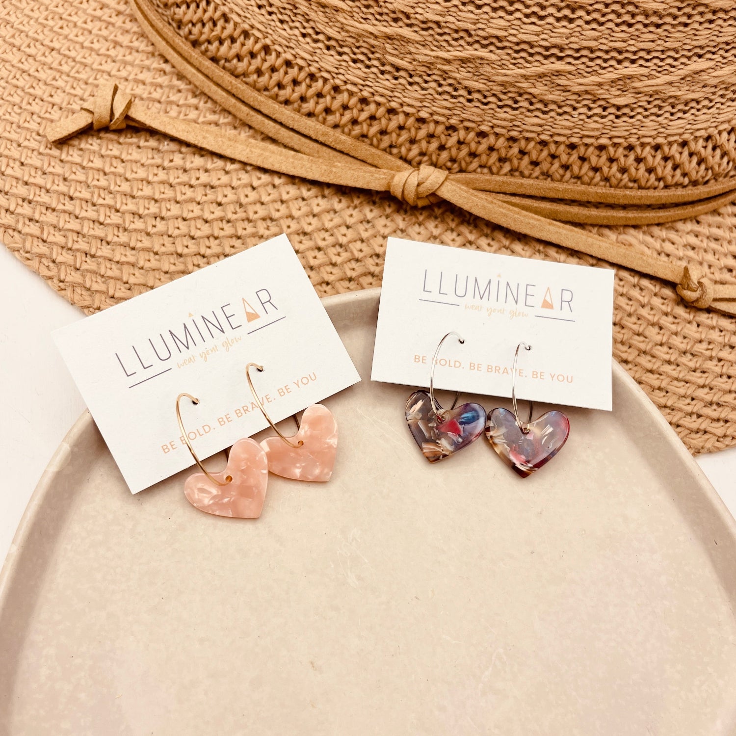 Resin Heart Hoop Earrings