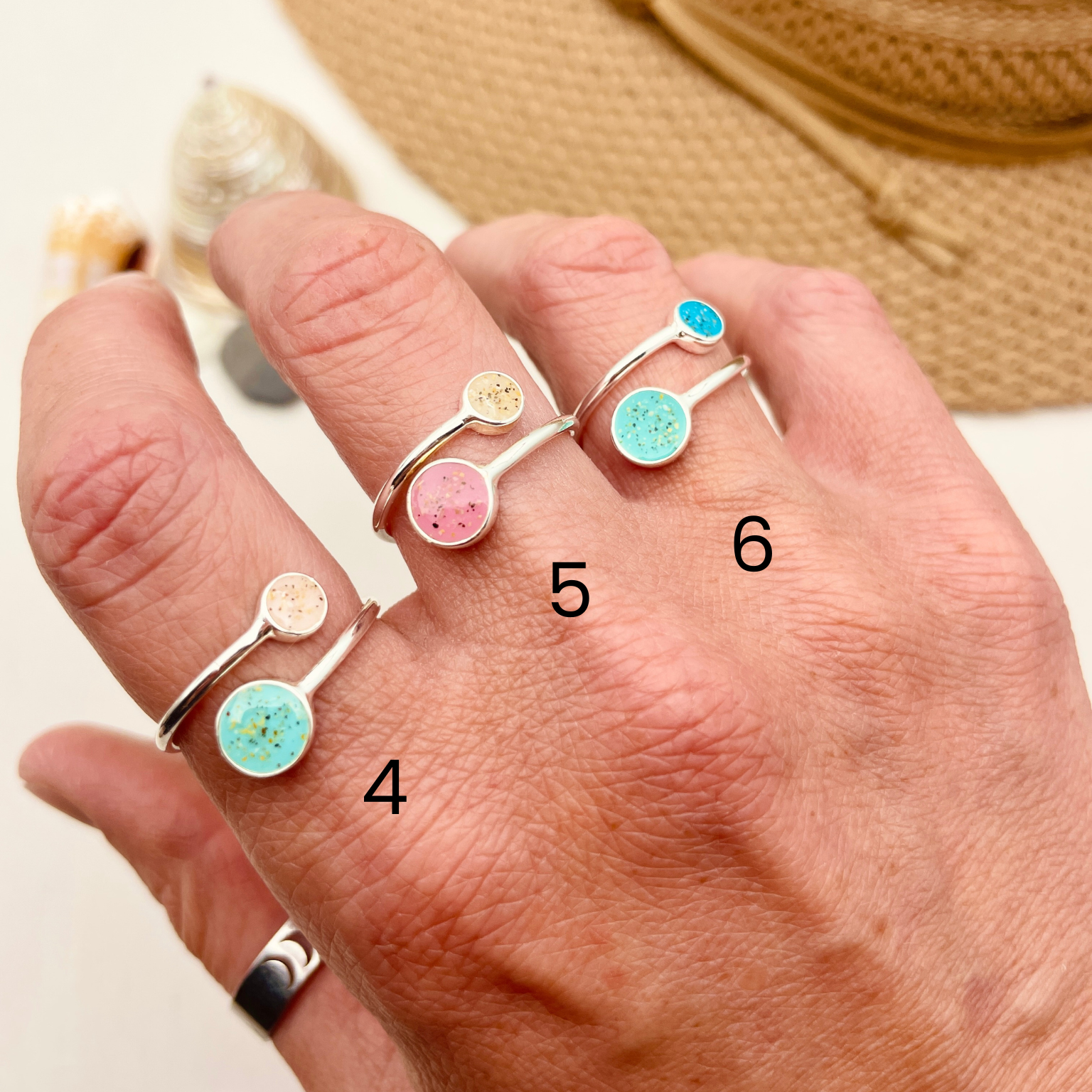 Sterling Silver Cornish Beach Sand Duo Ring Adjustable