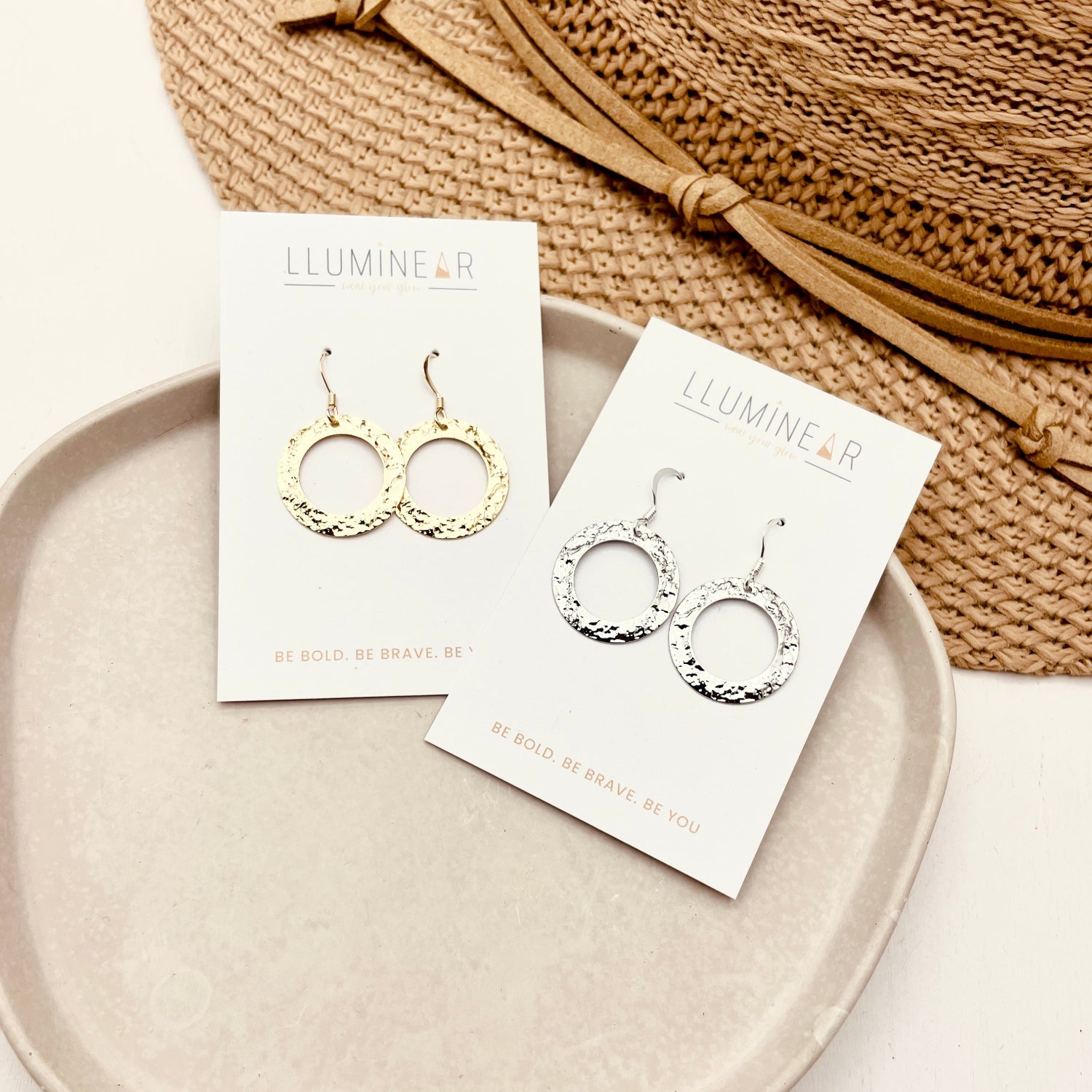 Textured Crinkle Circle Earrings