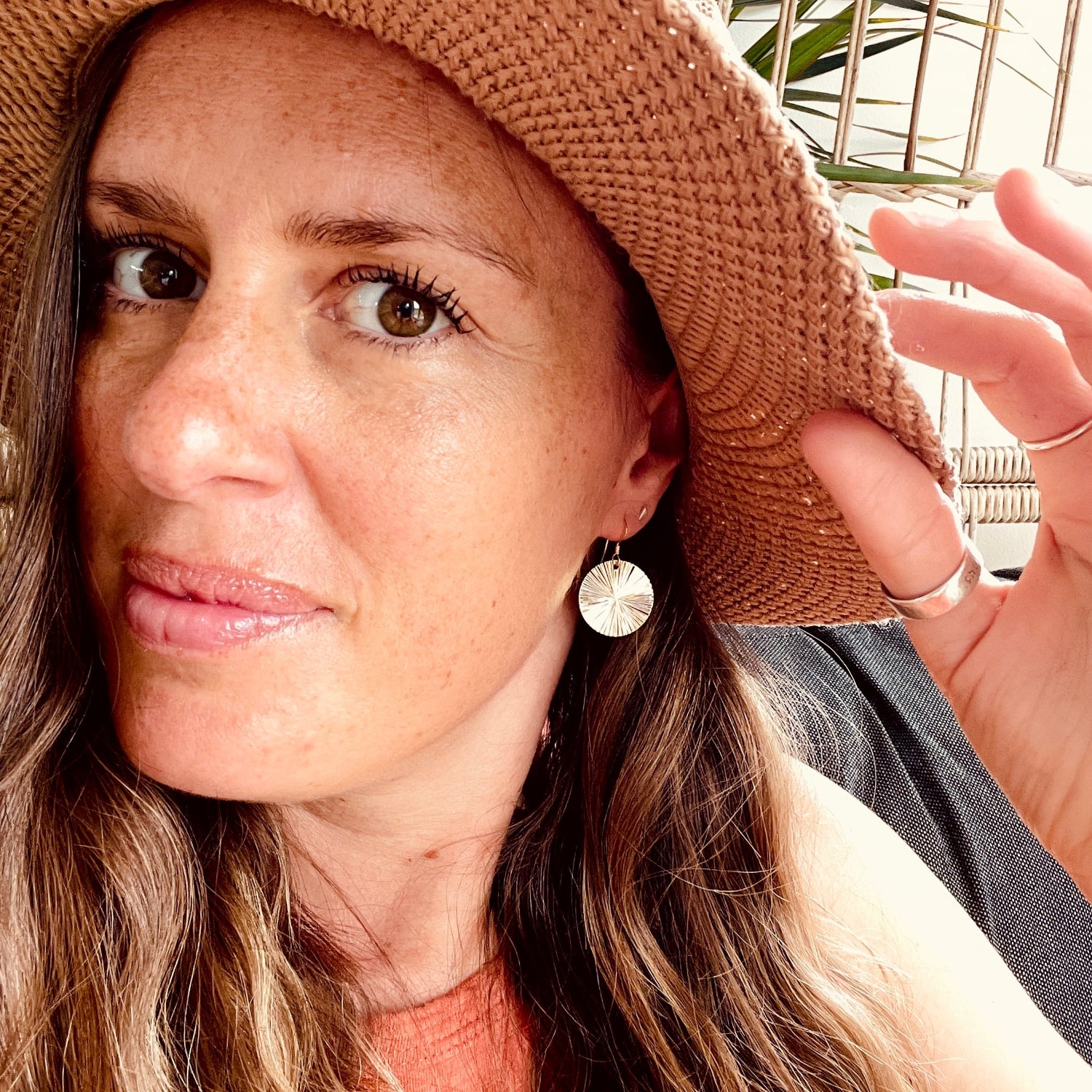 Sunburst Circle Hook Earrings