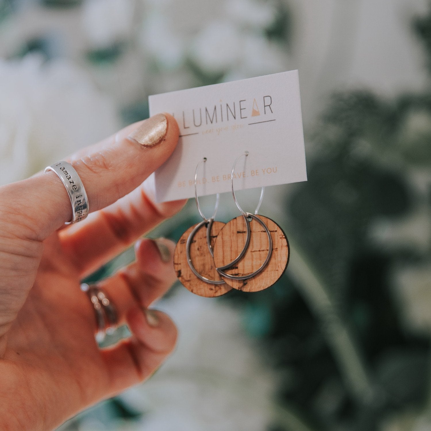 Umbra Earrings Natural Cork Silver Moon