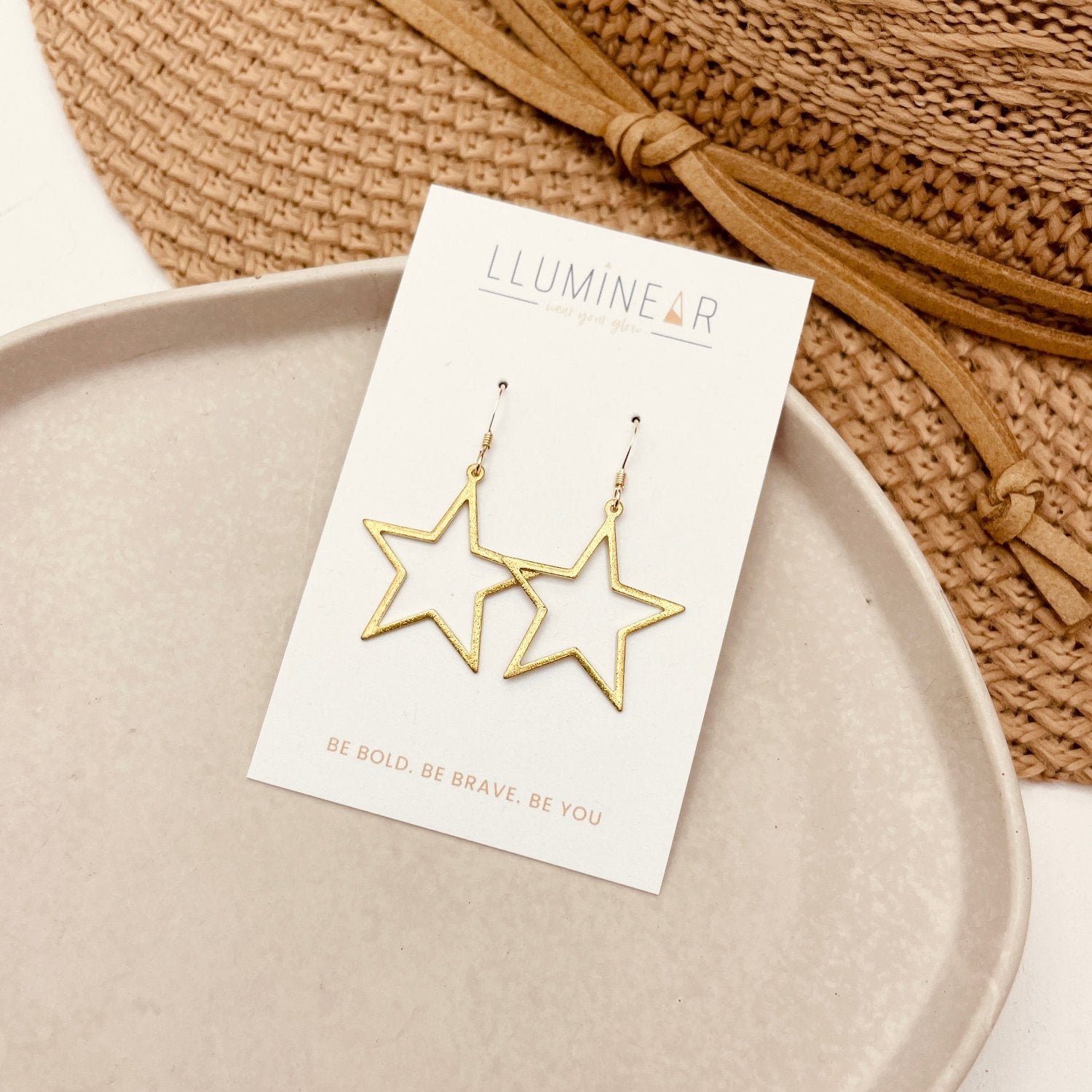 Winter Star Earrings Gold Hooks