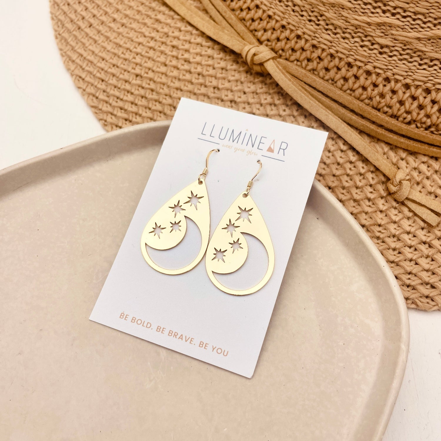 Celestial Teardrop Earrings Gold