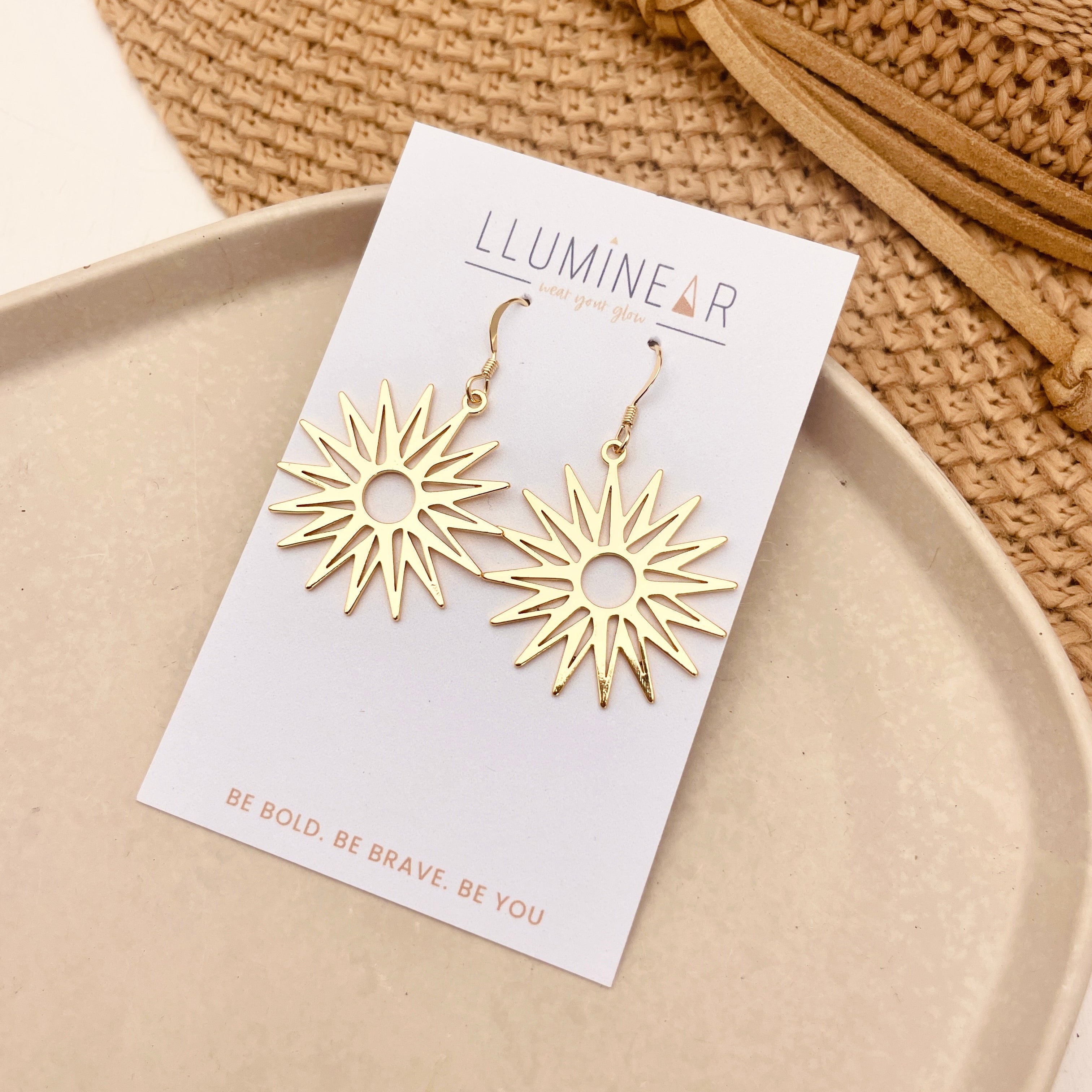 Boho Sunburst Earrings Gold