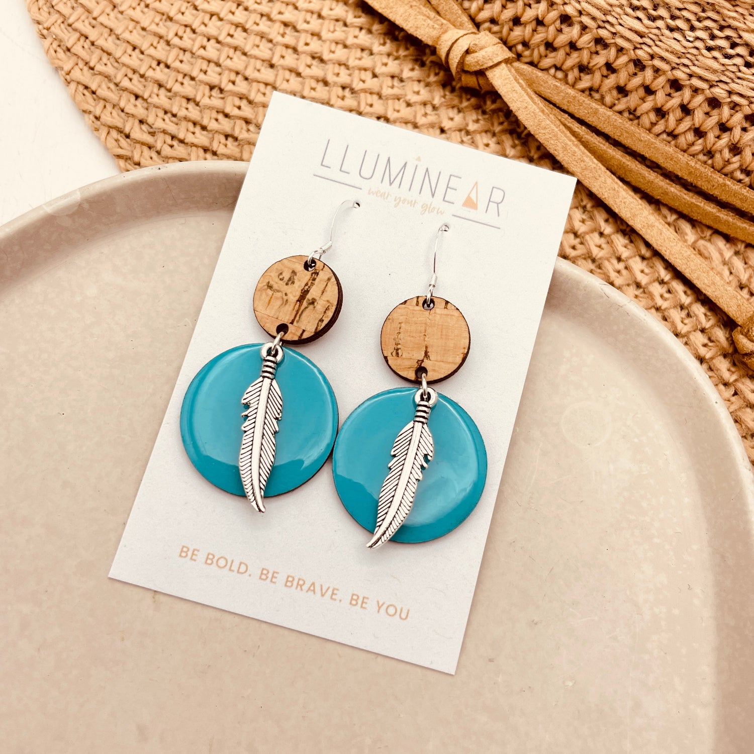 May Earrings Neptune Turquoise Feather