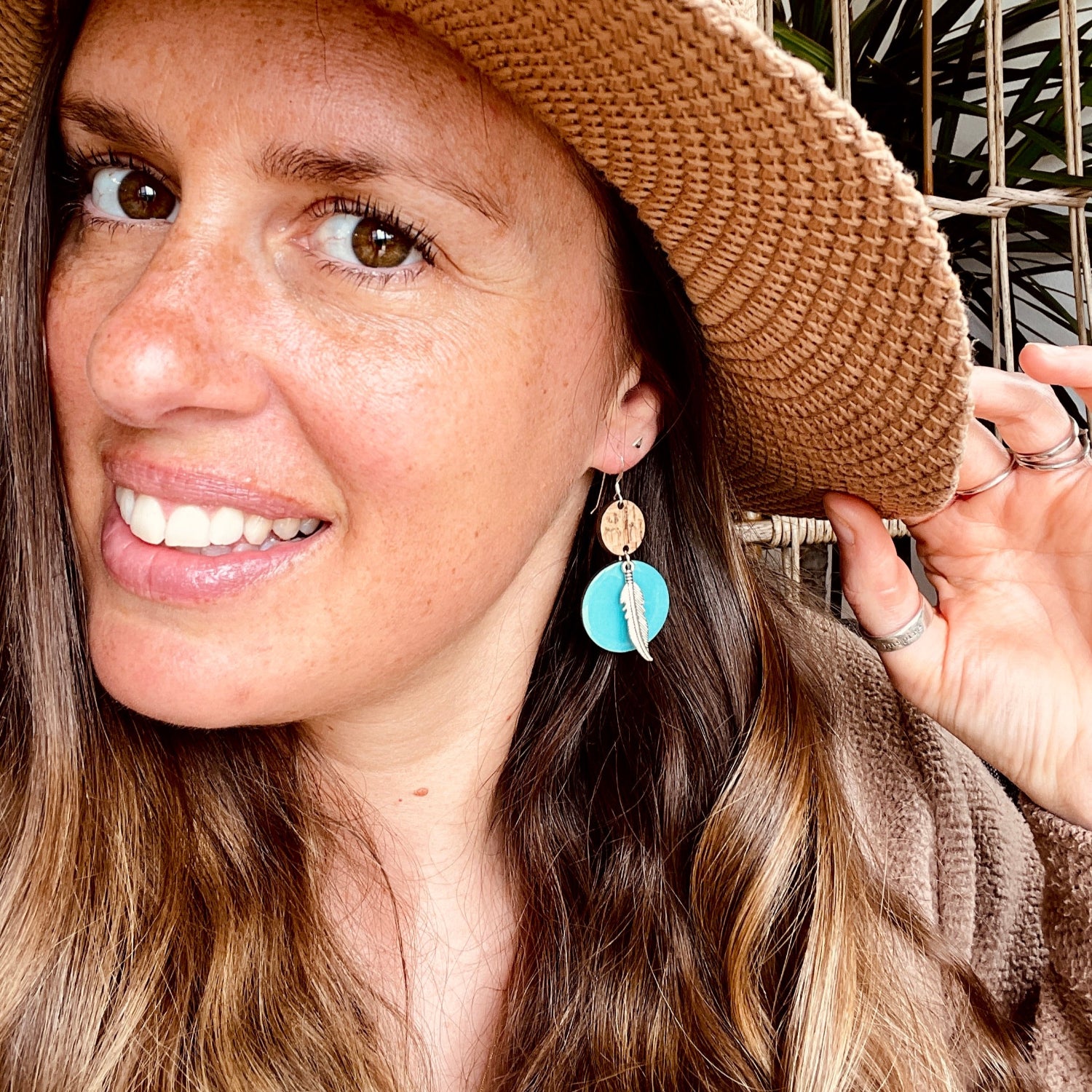 May Earrings Neptune Turquoise Feather
