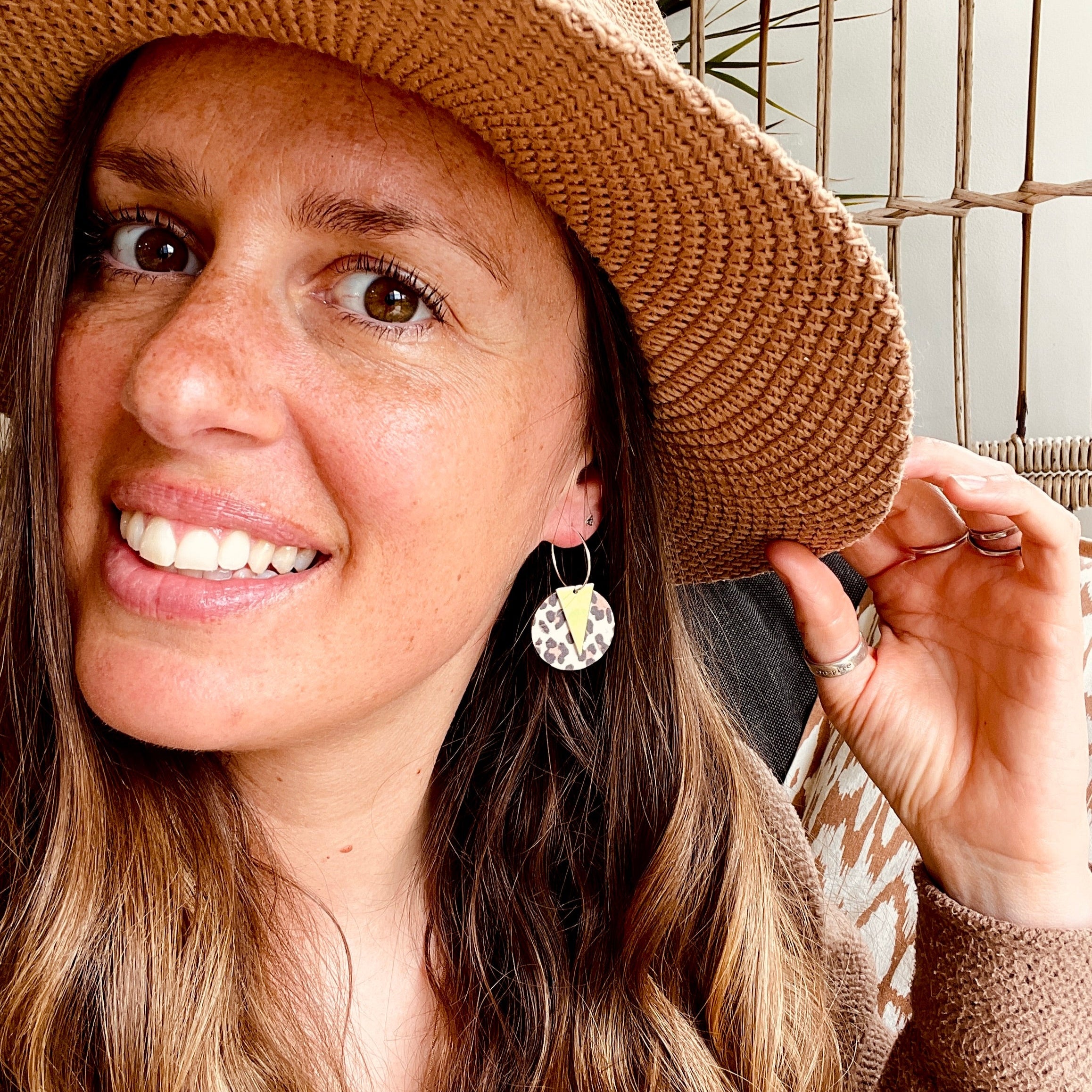 Comet Hoop Earrings White Leopard Triton Silver