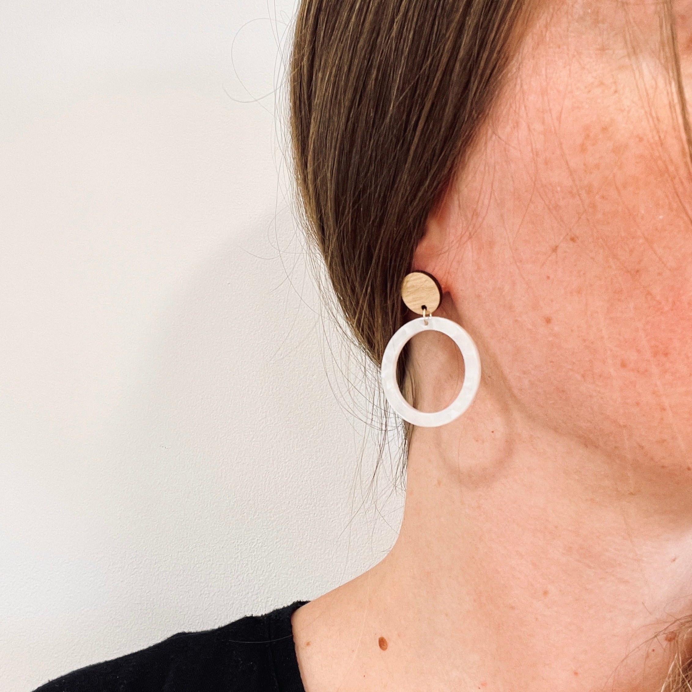 Flux Earrings Natural White Shell